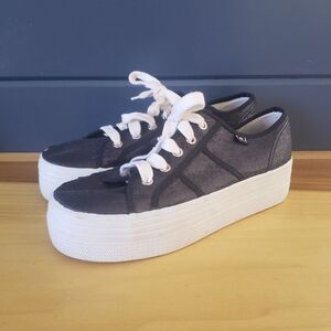 Y2K l.e.i Black Glitter Platform‎ Tennis Shoes